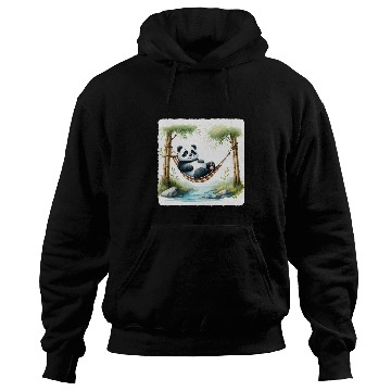 Discover Panda Pet Relaxing In Hammock Between Bamboo Trees Stream Rest Hoodies