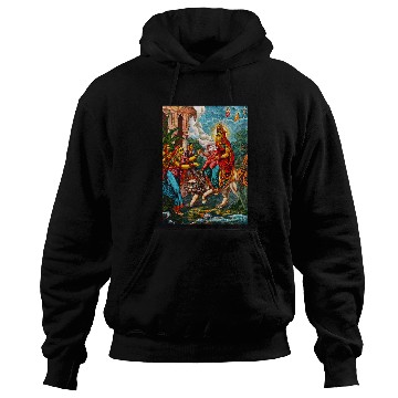 Discover Lion Pet Goddess Riding a Lion Hindu Vedic Religious Mythology Hoodies