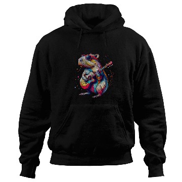 Discover capybaras Pet Playing Guitar Rock and Roll capybaras Lover 1 Hoodies