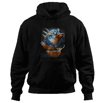 Discover Funny Elk Hunting s Elk s Elk Howling at the Moon Hoodies