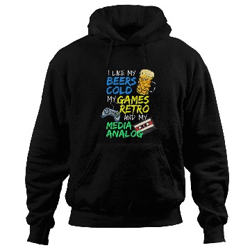Discover Beer Fun Analog Media Retro Gamer Gaming Geek Cassette Hoodies