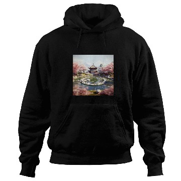 Discover Circular Oasis Korean Serenity Amid Reflective Waters Hoodies