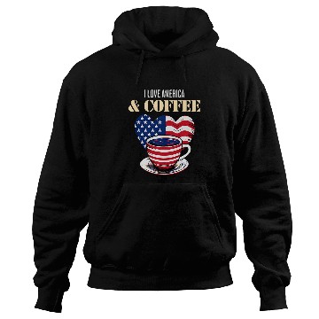 Discover Coffee Fun American Flag I Love America and Coffee Cup Hoodies