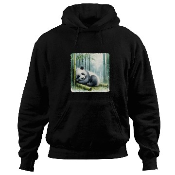 Discover Panda Pet Sleeping Under Bamboo While Gentle Rain Sleep Serene Hoodies