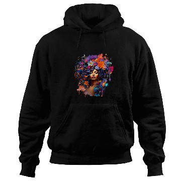 Discover Black Queen Afro Graffiti Artistic Style Womens Print Hoodies