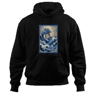 Discover Dragon Pet Chinese Dragon Hokusai Great Wave Off Kanagawa Japanese Art Hoodies