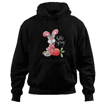 Discover Hello Spring Easter Bunny Rabbit Messy Bun Carrot Easter Day Hoodies