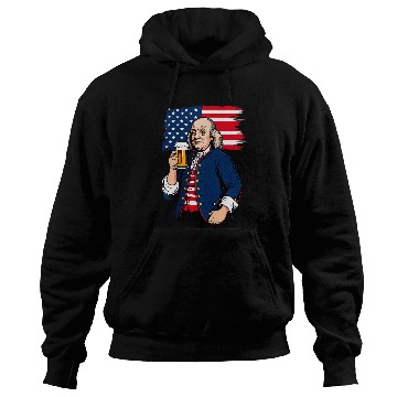Discover Beer Fun Boozing Benjamin Franklin With Beer Mug 4th July Funny Hoodies