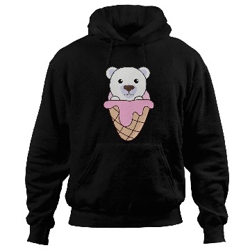 Discover Bear Pet Polar Bear Bear Strawberry Ice Cream Waffle Kawaii Hoodies