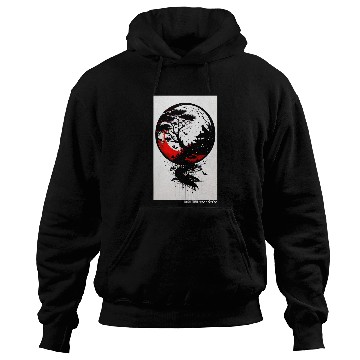 Discover Japanese Tree Red Moon With Birds Flying in background Graph 2 Hoodies