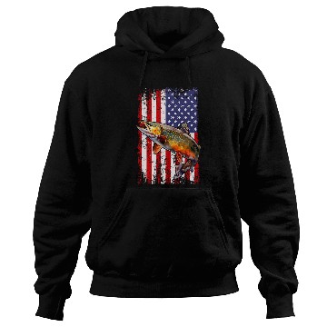 Discover Speckled Brook trout American flag Fishing Hoodies