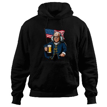 Discover Beer Fun Benjamin Franklin With Beer Mug American Flag Hoodies