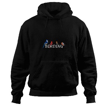 Discover Lacrosse Gift Birding Bird Birder Blue Jay Cardinal Bullfinch Robin Hoodies
