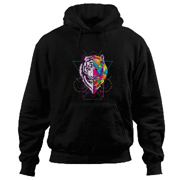 Discover Geometric Tiger Face Black And White And Color Art Gift Hoodies