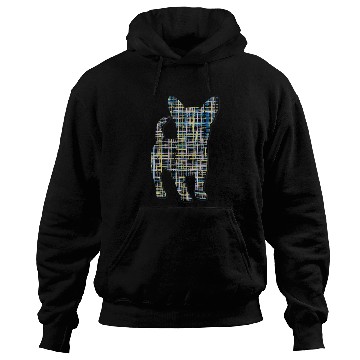 Discover Chihuahua Dog Silhouette Abstract Grid Pattern Hoodies