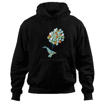 Discover Blue Whale Bunch of Balloons Illustration Hoodies