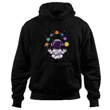 Discover Funny Meditating Yoga Lotus Astronaut Planets Space Cosmos Hoodies