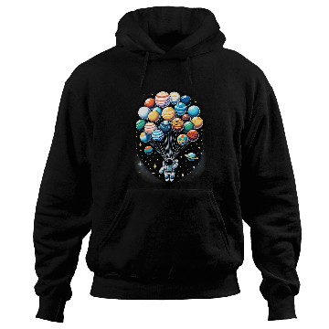 Discover Astronaut Holding Planet Balloons Space Moon Mars Planets 6 Hoodies