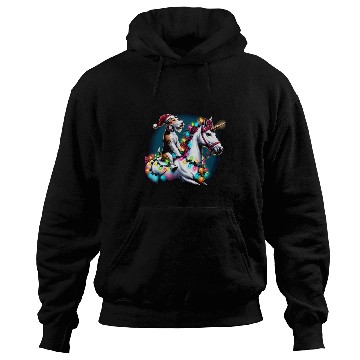 Discover Christmas Lights Wire Fox Terrier Dog Riding Unicorn Hoodies
