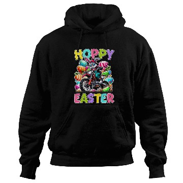 Discover Kids Hoppy Easter Motorcycle Kids Funny Easter Egg Hunt Dirt Bike Hoodies