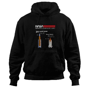 Discover Lacrosse Gift NASA Space Shuttle and Space Launch System Worm Logo Hoodies