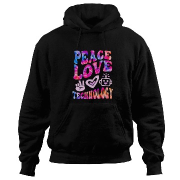 Discover Retro PEACE LOVE TECHNOLOGY vintages Computer Teacher Vibes Hoodies
