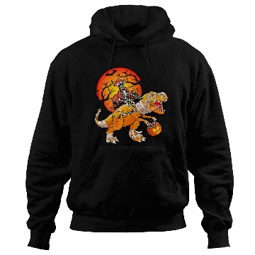 Discover Halloween Dinosaur Skeletons Cowboy Riding T Rex Halloween Hoodies