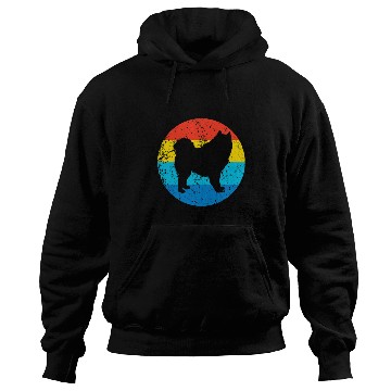 Discover Dog Samoyed Breed Silhouette Retro 1970s Circle Hoodies
