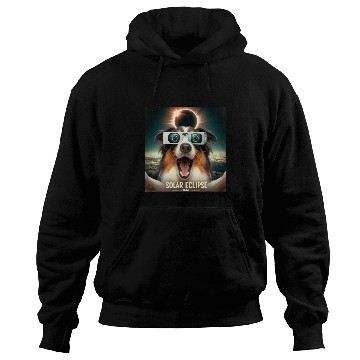 Discover Funny Selfie Australian Shepherd Womens Mens Solar Eclipse Hoodies
