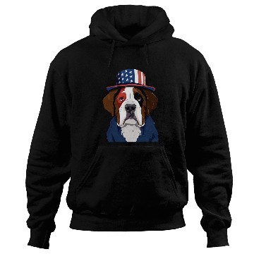 Discover Saint Bernard with USA Flag American Independence Day Hoodies