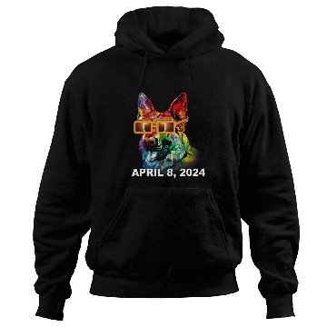 Discover German Shepherd Dog Wearing Glasses Total Solar Eclipse 2024 Hoodies
