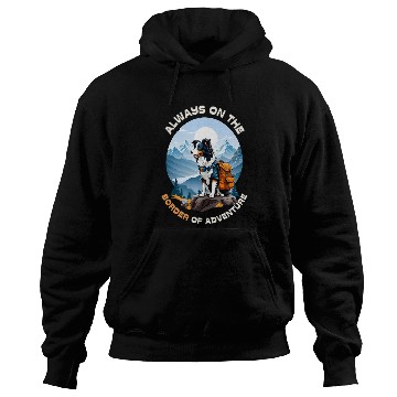 Discover Hiking Dog Border Collie Adventure Mountain Explorer Hoodies