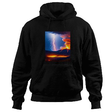 Discover Lightning Storm during an Volcanic eruption Hoodies