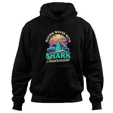 Discover Waves Shark Conservation Design Biologist Shark Lover Hoodies