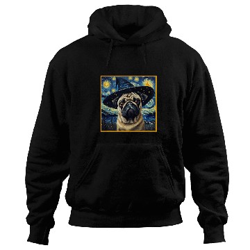 Discover Van Gogh Starry Night Pug Cute Dog Halloween Hoodies