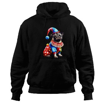 Discover Pug Dressed As Clown Dog Lovers Circus Pug Clown Design 3 Hoodies