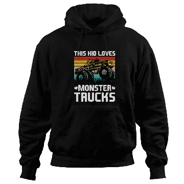 Discover This Kid Loves Monster Trucks vintages Trucker Hoodies