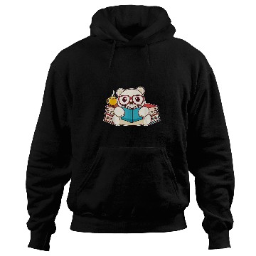 Discover Kawaii Polar Bear Reading Book Hoodies
