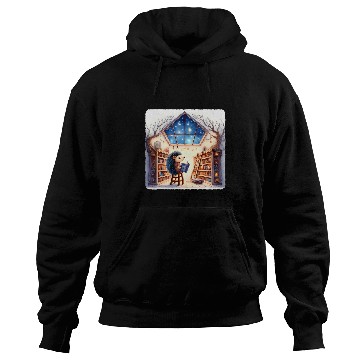 Discover Hedgehog Reading Star Gazing Book Library Branches Stars Hoodies