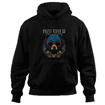 Discover Priest River Idaho Fun Bear Wearing Glasses Flowers Design Hoodies