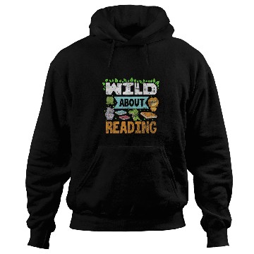 Discover Wild About Reading Teacher Student Reader Bookworm Vintage Hoodies