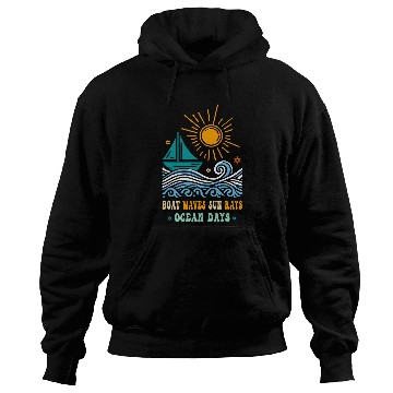 Discover Marine Navigation Boat Waves Sun Rays Ocean Day Cabin cruise Hoodies