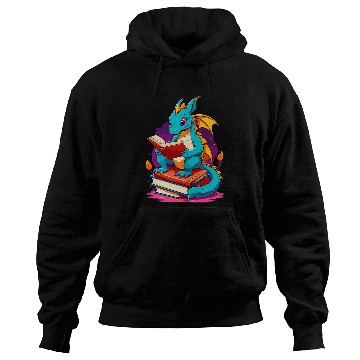 Discover Dragon Reading A Book Cute Dragon Lover Book Reader 1 Hoodies