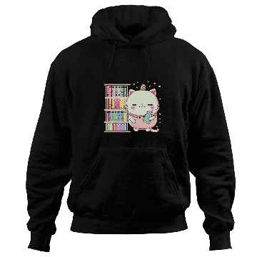 Discover Cute Kawaii Book and Cat Lover Librarian Reading Hoodies