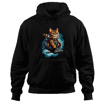 Discover Cartoon cat flying with jet train Fantasy art Standard Hoodies