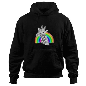 Discover Giraffe with Rainbow as Drawing Wild Animal in Africa Hoodies