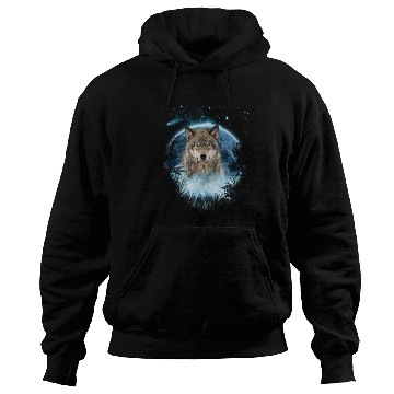 Discover Grey Wolf Bl Moon Full Scape Hoodies
