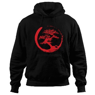 Discover Zen Bonsai Tree in Enso Circle (red) Hoodies