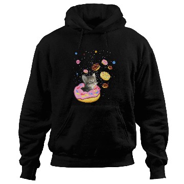 Discover Cute Cat inside Donut in Space Hoodies