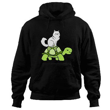 Discover Cat Riding Turtle for Turtle Theme Fan Hoodies
